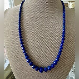 Jay King Gorgeous Graduated Lapis Blue Beaded And Silver Necklace